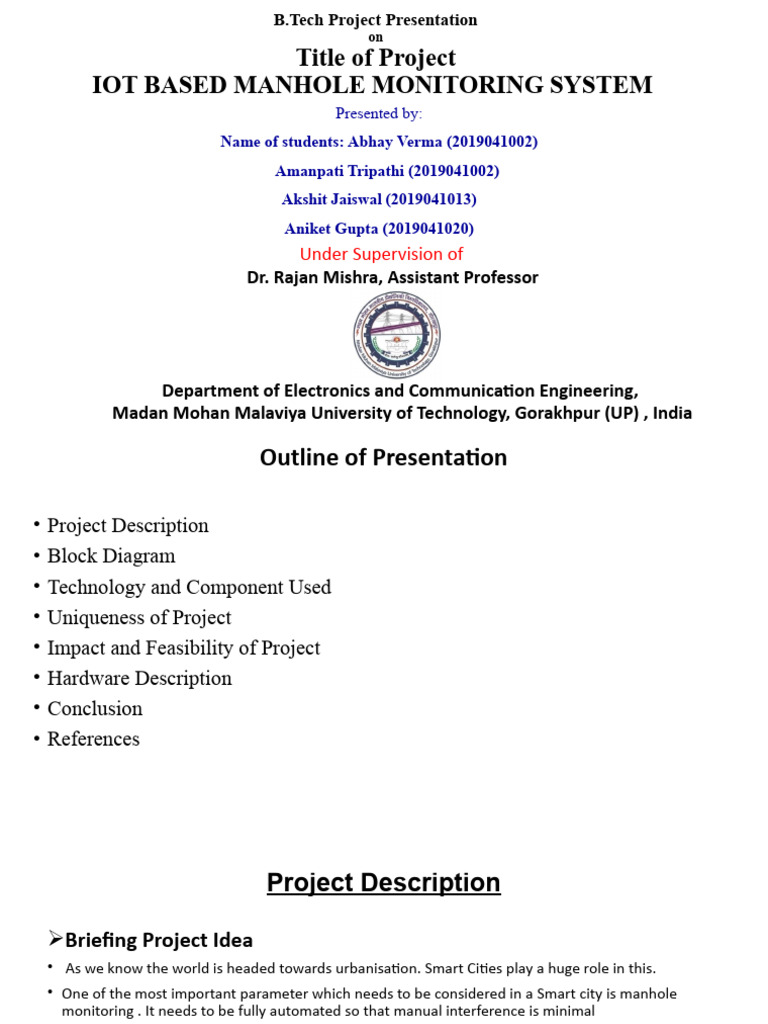 IoT Manhole Monitoring System Project | PDF | Arduino | Internet Of Things