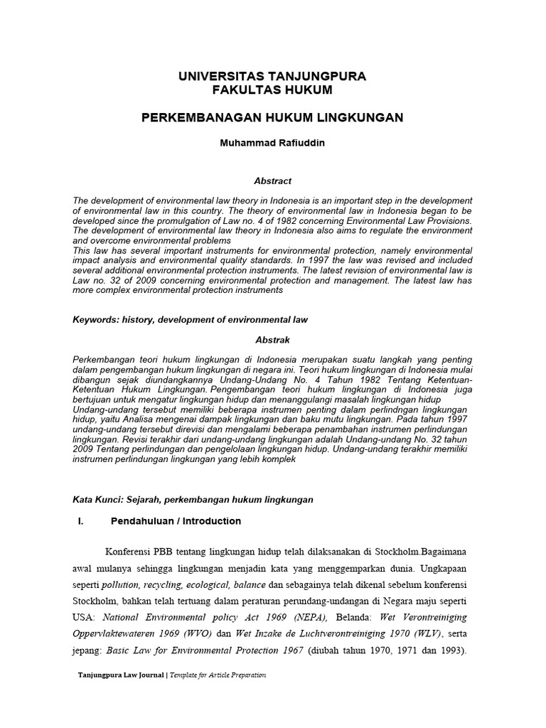 A1011221122 - Muhammad Rafiuddin Perkembangan Hukum Lingkungan Journal ...