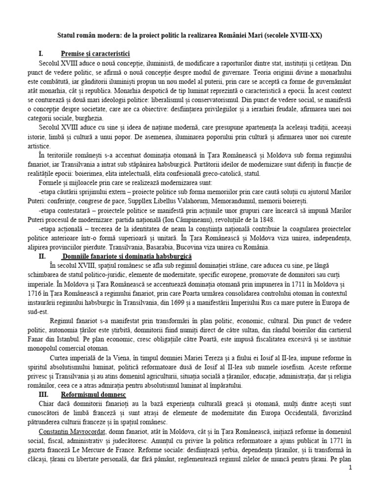 Statul Român Modern | PDF