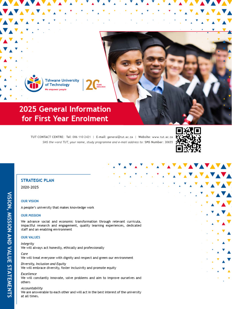 TUT 2025 First Year Enrollment Guide | PDF | Bachelor's Degree | Diploma