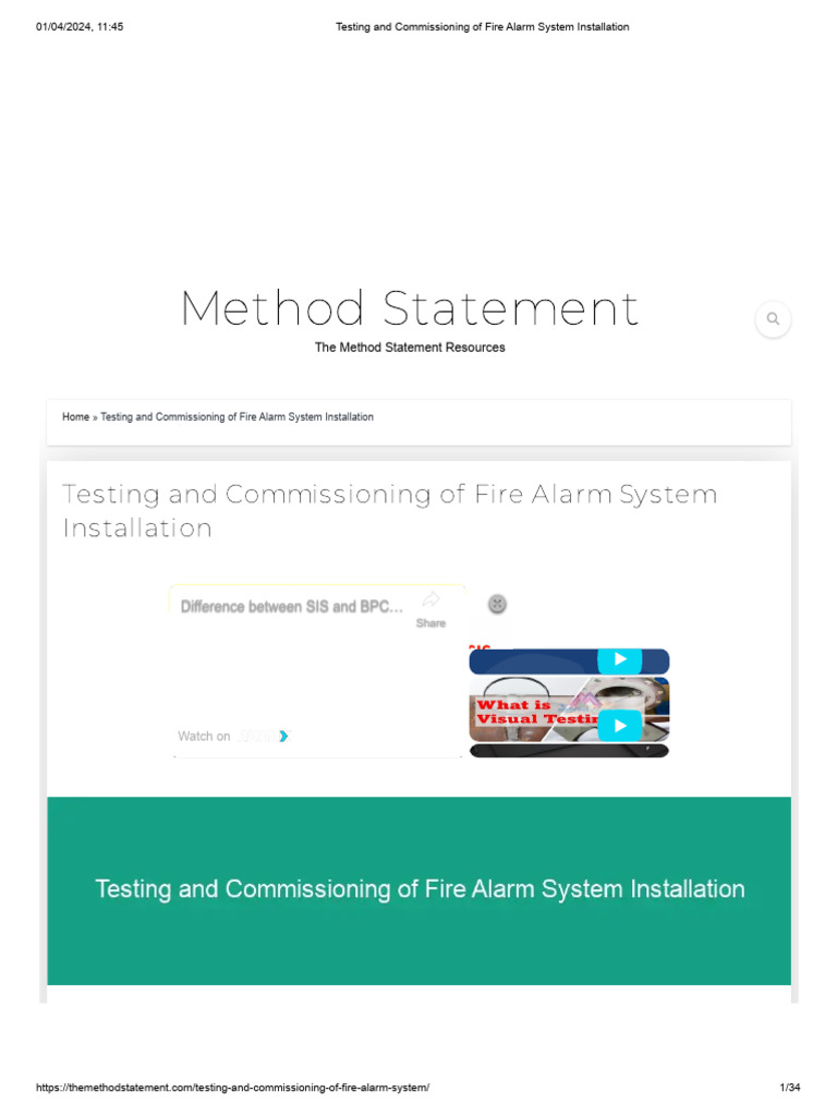 Testing And Commissioning Of Fire Alarm System Installation Pdf