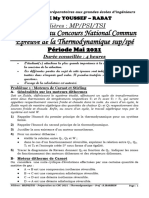 Epreuve Thermodynamique Prépatation CNC 2021