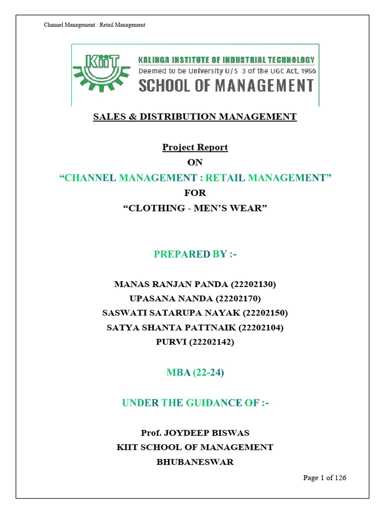 Channel Management - Retail Management - Project Report - It Depends ...