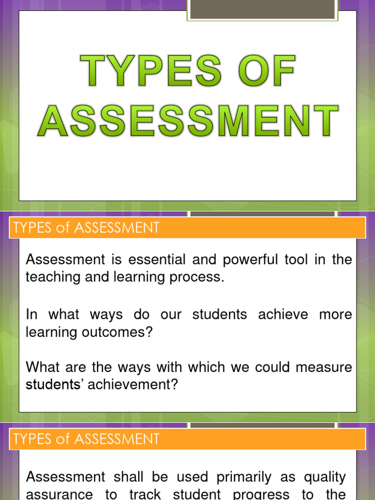 03 Types of Assessment | Download Free PDF | Educational Assessment ...