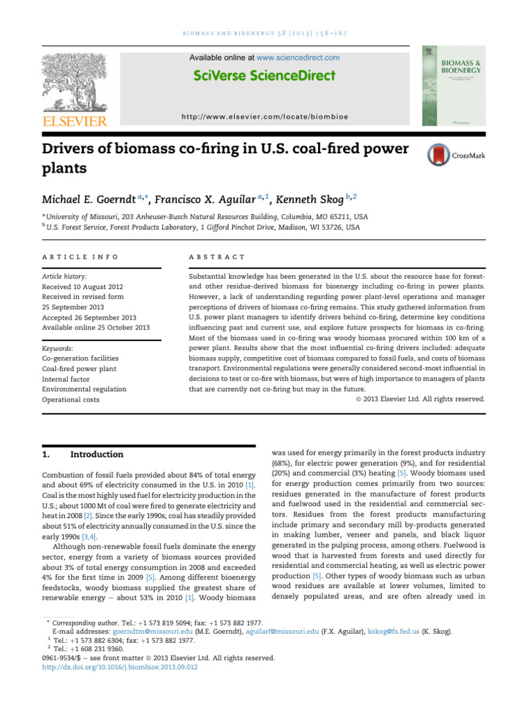 Drivers of Biomass Co-Firing in U.S. Plants | PDF | Biofuel | Coal