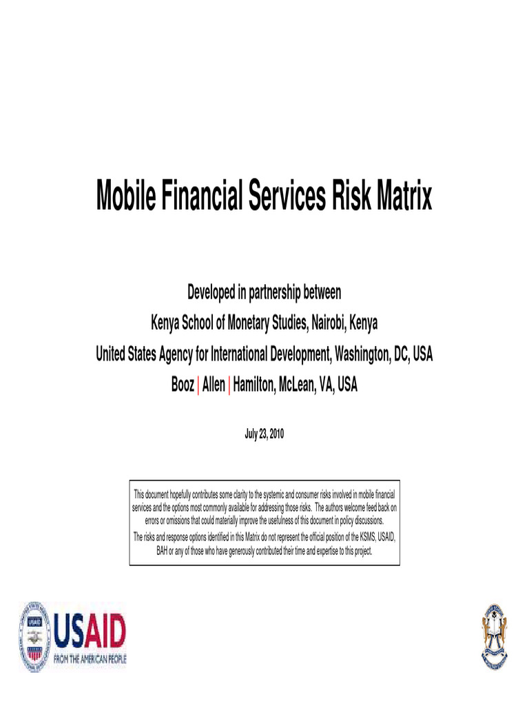 Mobile Financial Services Risk Matrix | PDF | Banks | Payment System