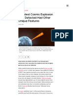 Brightest Cosmic Explosion Ever Detected Had Other Unique Features1