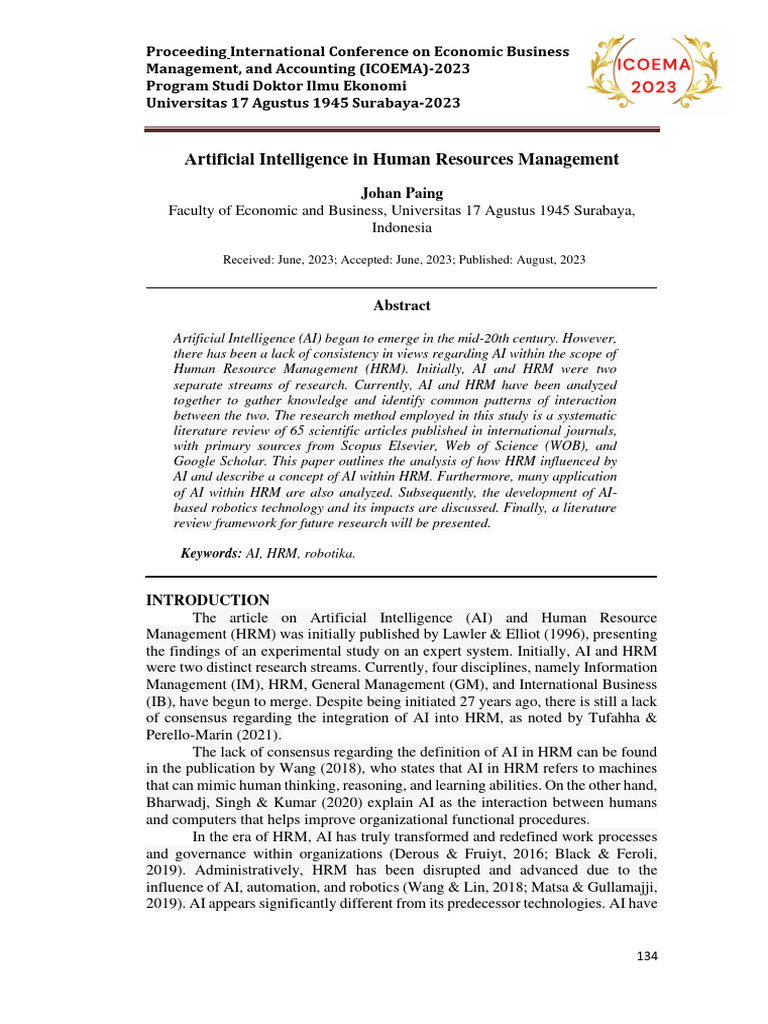 Artificial Intelligence In Human Resources Management Pdf