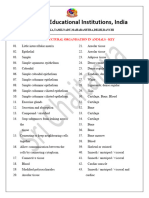 Zoology - STRUCTURAL ORGANISATION - KEY