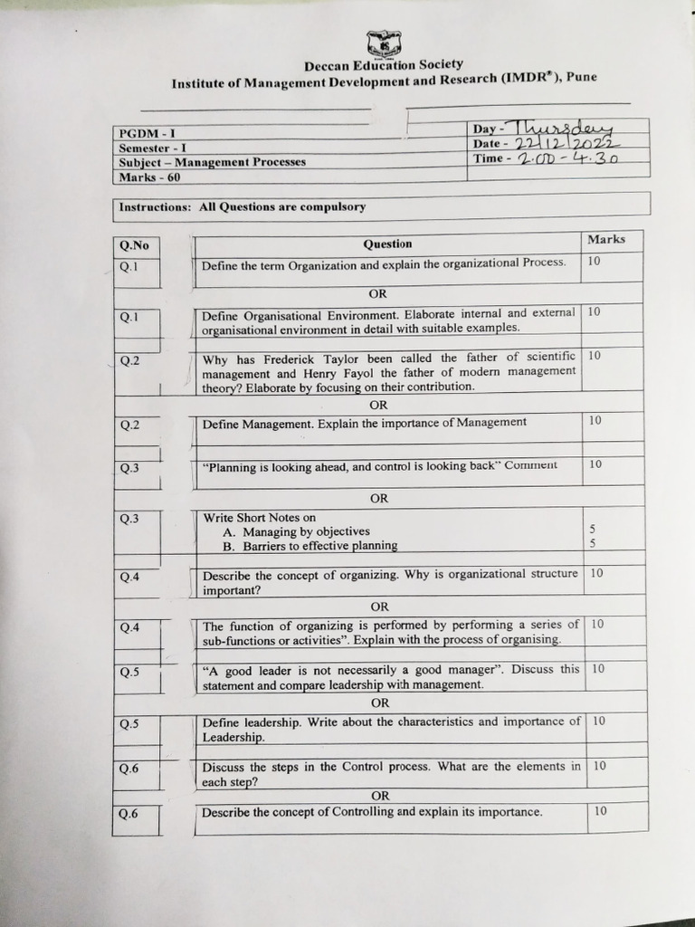 Management Process Paper | PDF