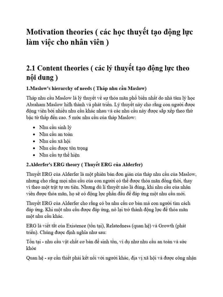 Motivation Theories Pdf