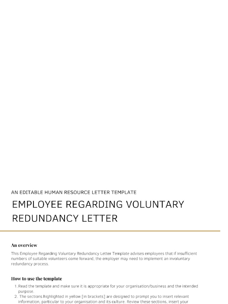 HR Letter Template Letter To Employee Regarding Voluntary Redundancy PDF