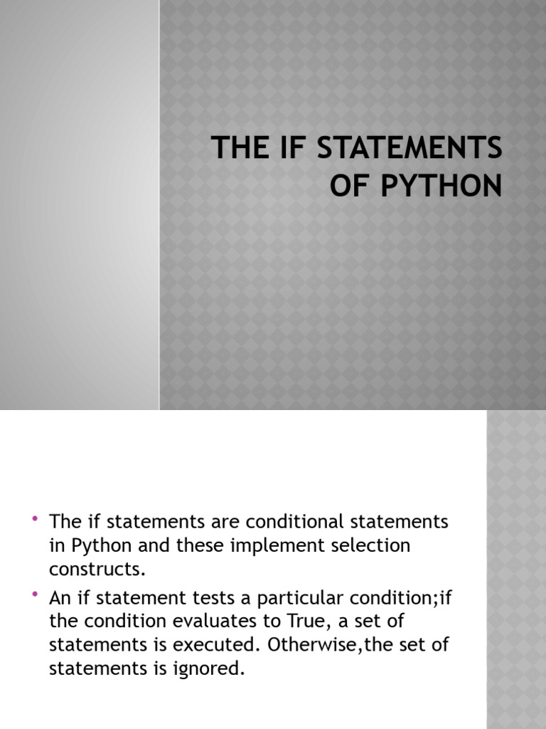 THE If STATEMENTS OF PYTHON | PDF | Computer Programming | Computing