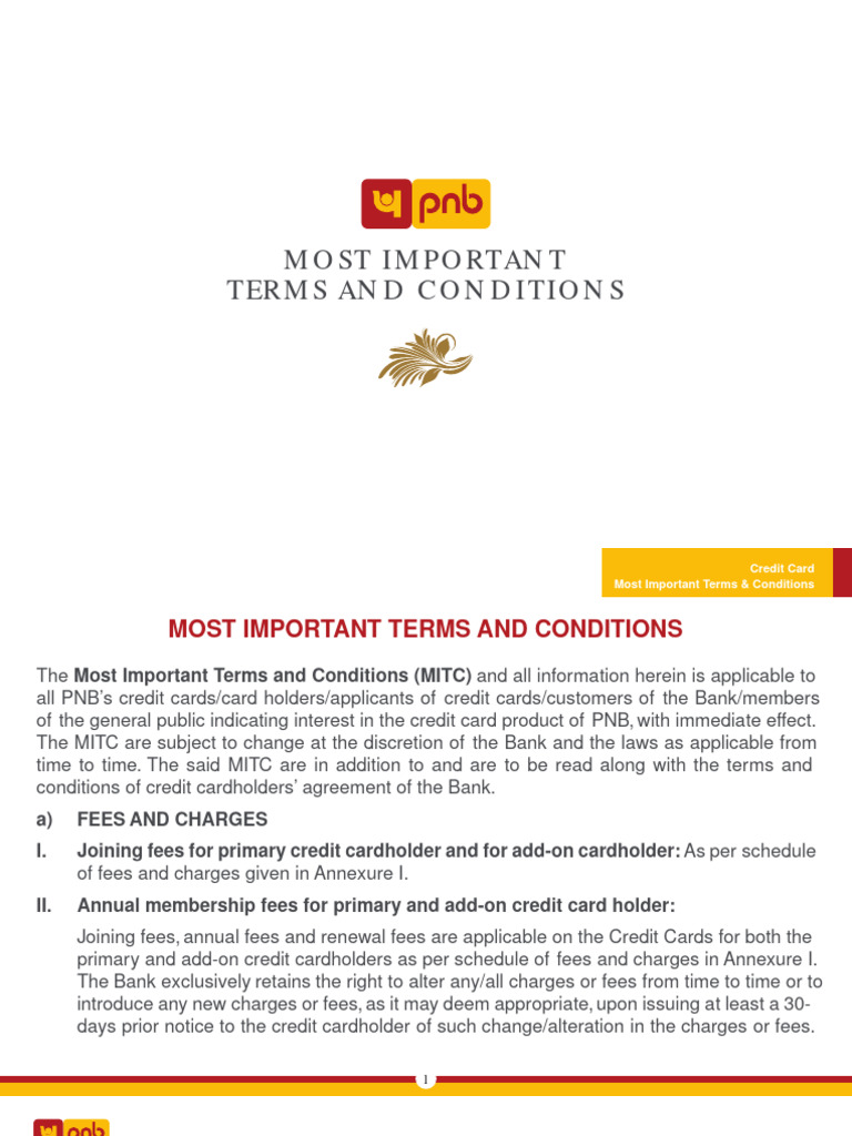 Key Credit Card Terms & Conditions | PDF | Credit Card | Debit Card