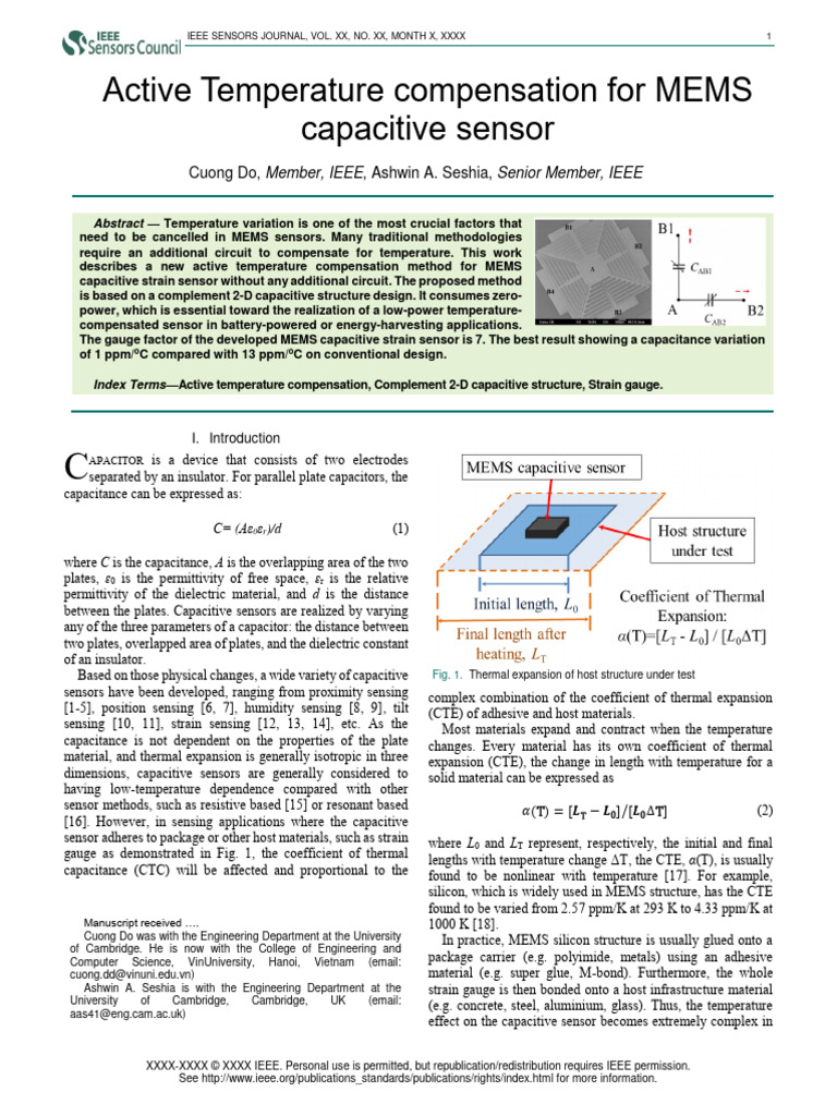 Active Temperature Compensation For MEMS Capacitiv | PDF | Thermal ...