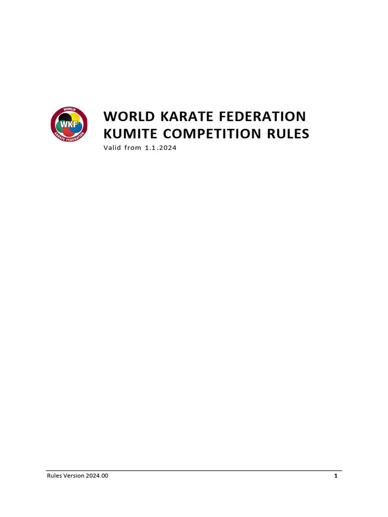 WKF Kumite Competition Rules 2024 PDF Referee