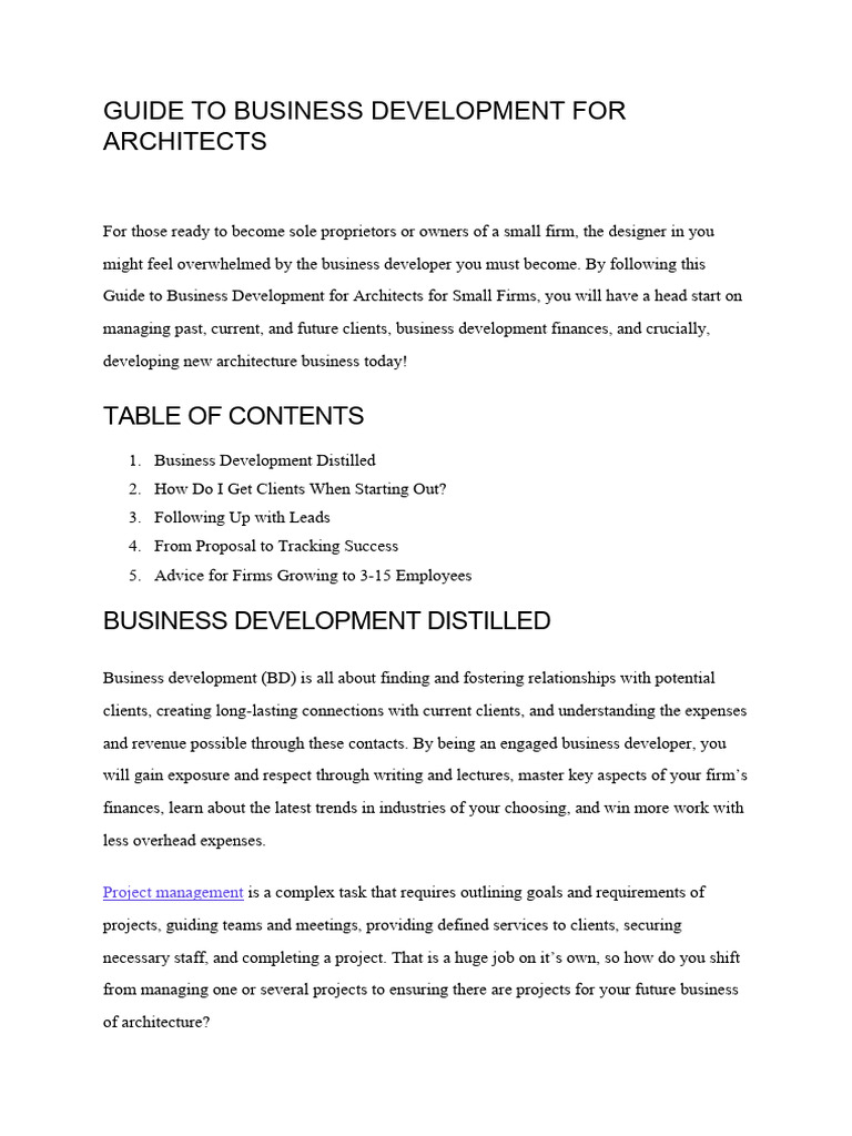 Business Development for Architects | PDF | Customer Relationship ...