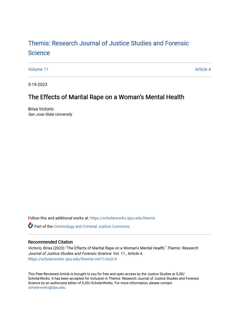 The Effects of Marital Rape On A Woman-S Mental Health | PDF | Rape ...