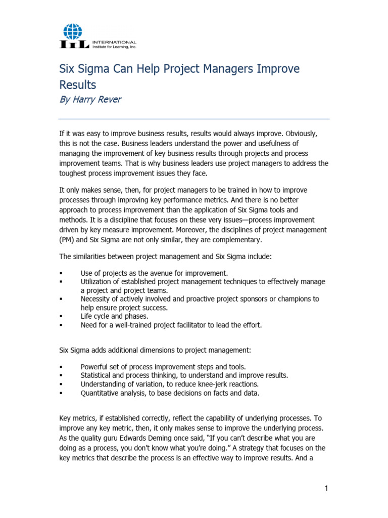 Six Sigma and Project Management | PDF | Six Sigma | Project Management