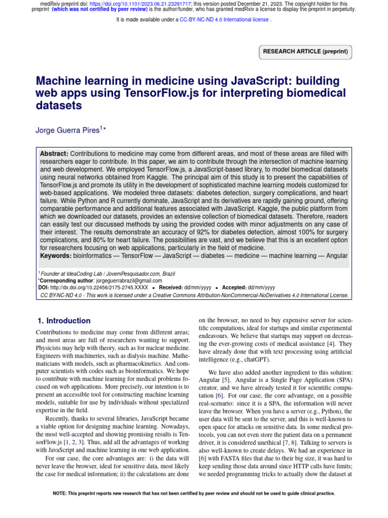 Javascript Medecine AI | PDF | Machine Learning | Artificial Neural Network
