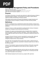 Emergency Management Policy and Procedures