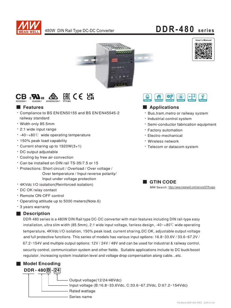 DDR-480-spec | PDF | Power Supply | Electromagnetic Compatibility