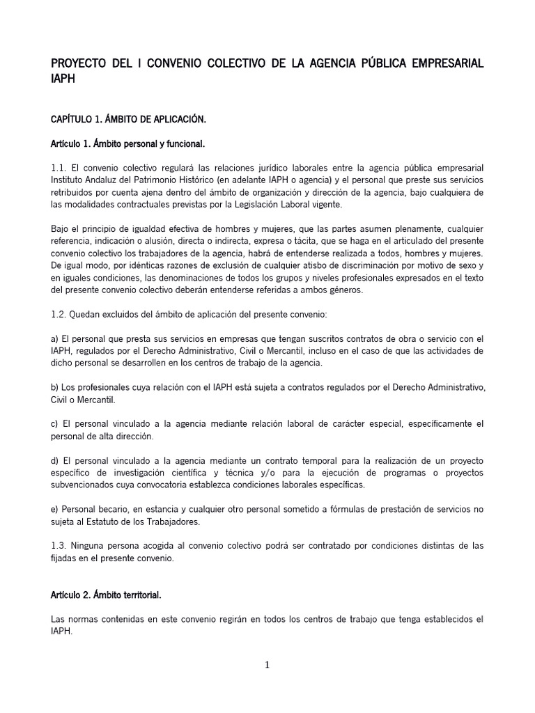 Convenio Colectivo IAPH: Ámbito y Garantías | PDF | Adopción | Derecho ...