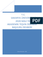 Sakarya Üniversitesi 2020 Mali Yılı Akademik Teşvik Ödeneği Başvuru Rehberi