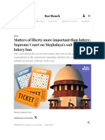 Matters of Liberty More Important Than Lottery - Supreme Court On Meghalaya's Suit Against Lottery Ban