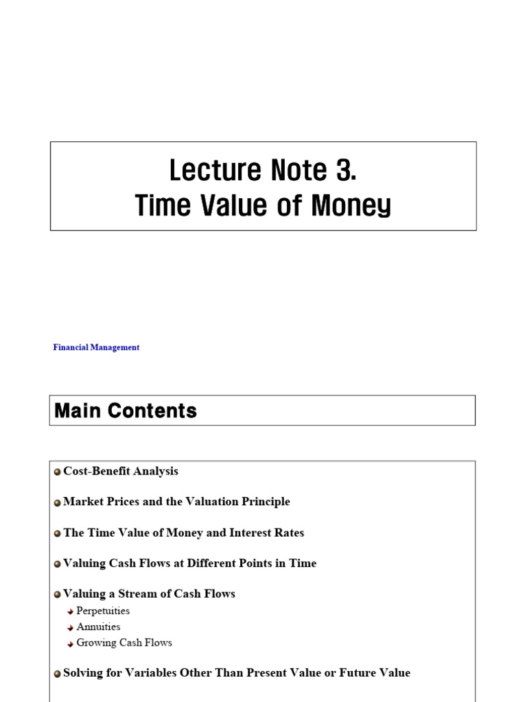 FM23 - Lecture Note 3 - Time Value of Money | PDF | Present Value ...