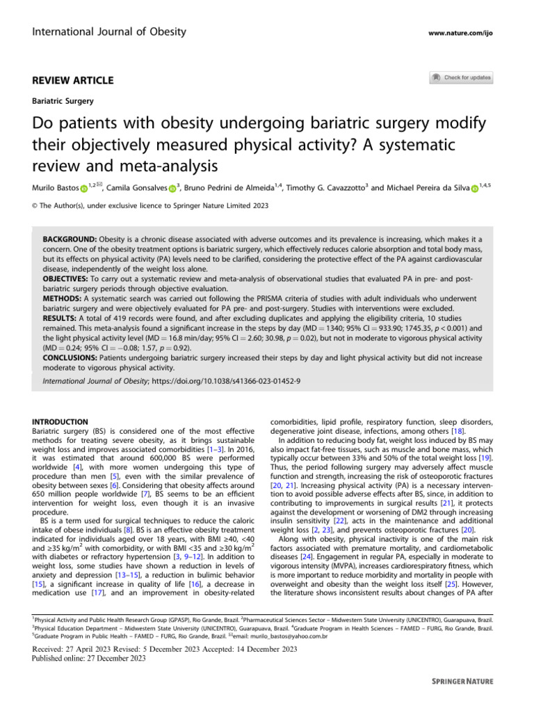 Do Patients With Obesity Undergoing Bariatric Surgery Modify Their ...
