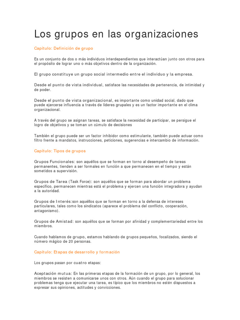 Los Grupos en Las Organizaciones (Curso 10 Capítulos) | PDF | Toma de ...