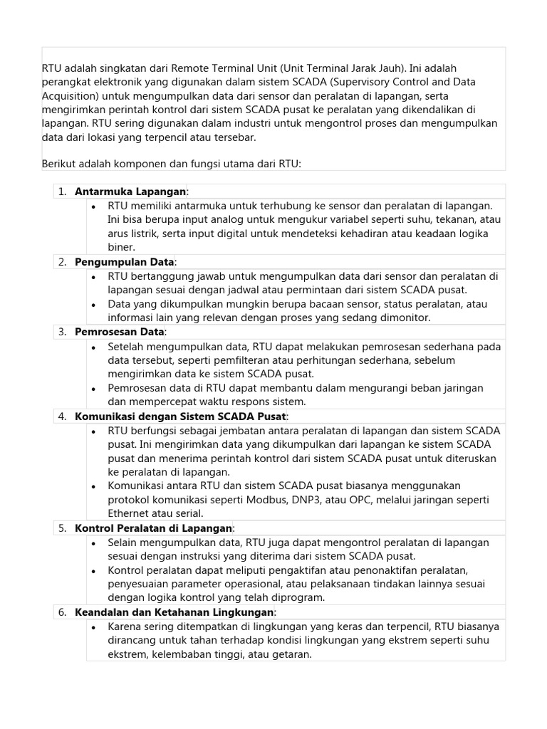 Rtu Adalah Singkatan Dari Remote Terminal Unit Pdf