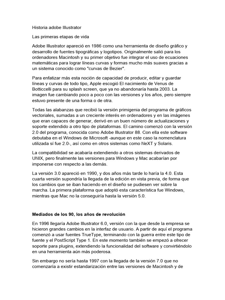 Historia adobe illustrator pdf ilustrador adobe software