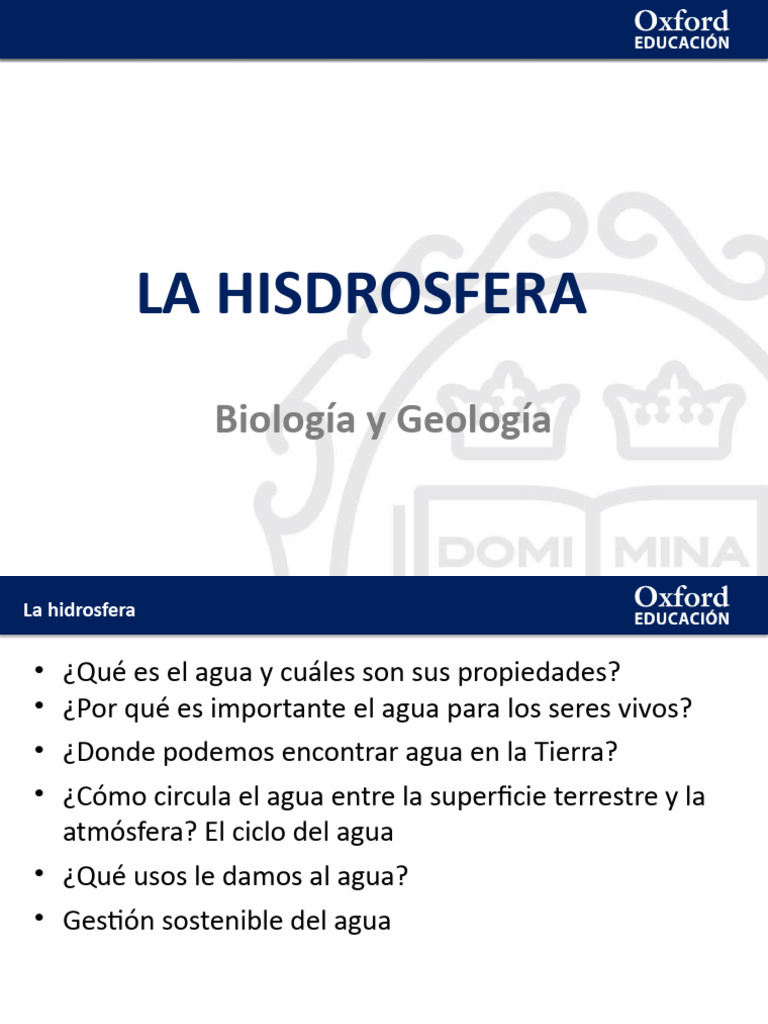 Importancia y gestión del agua en la hidrosfera | PDF | Agua | El ciclo ...