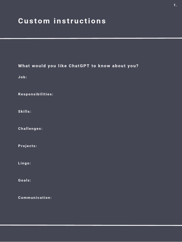 Custom Instructions Template for ChatGPT | PDF