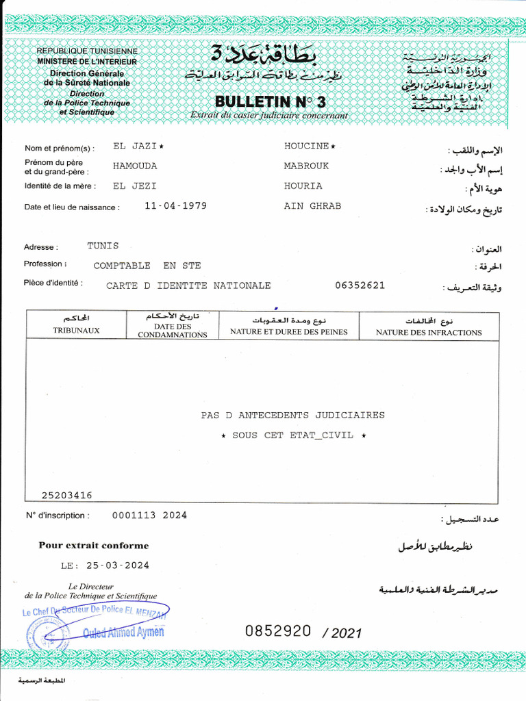 Bulletin n° 3 du casier judiciaire | PDF