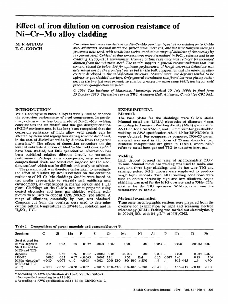 Ni-Cr-Mo Alloy Cladding: Effect of Iron Dilution On Corrosion ...