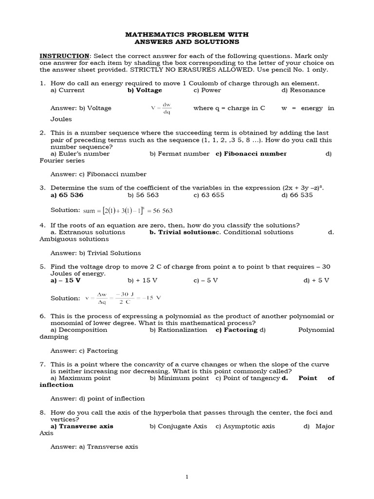Mathematics With Answers Solutions Pdf Trigonometric Functions