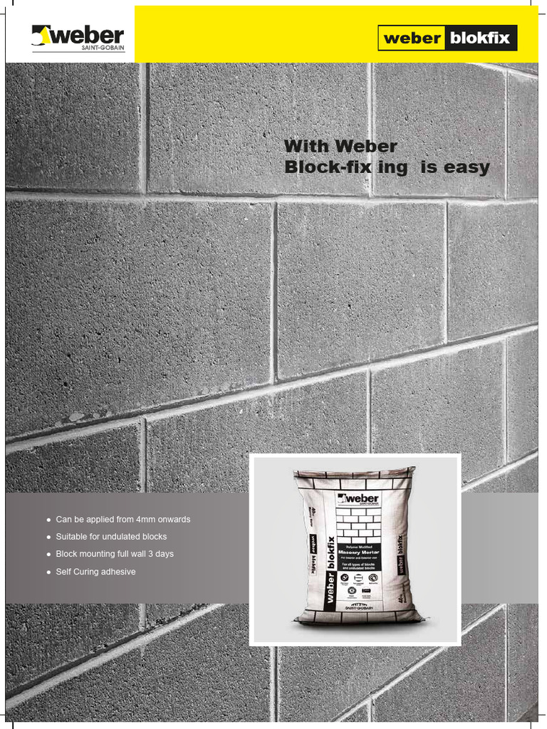 A4 - Datasheet Weber blokfix_renamed small | PDF | Mortar (Masonry ...