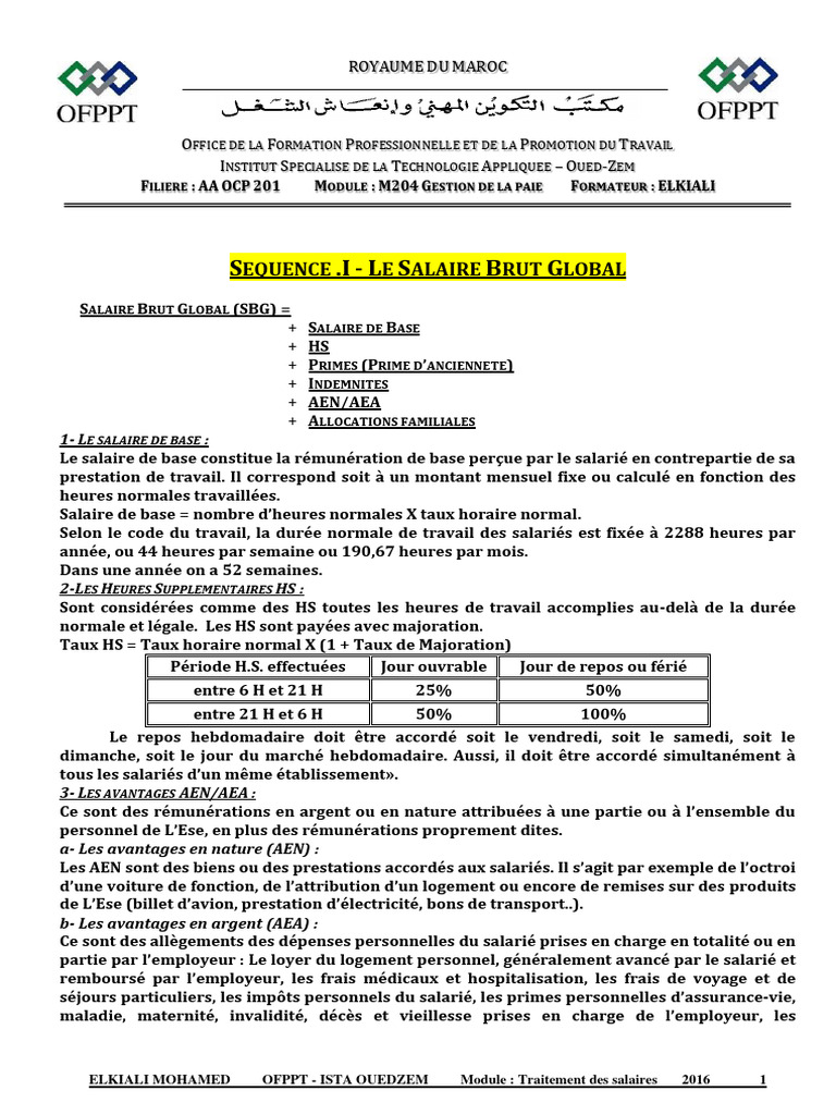 Gestion des Salaires au Maroc | PDF | Salaires | Impôt sur le revenu