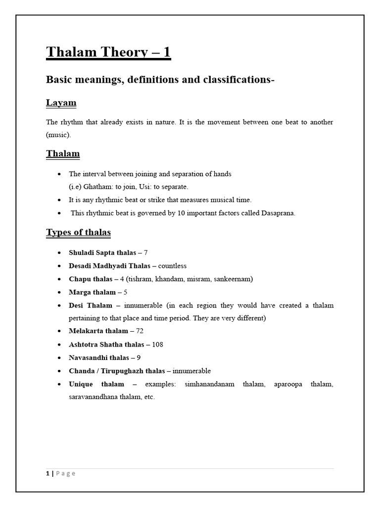 Understanding Thalam in Carnatic Music | PDF | Hand