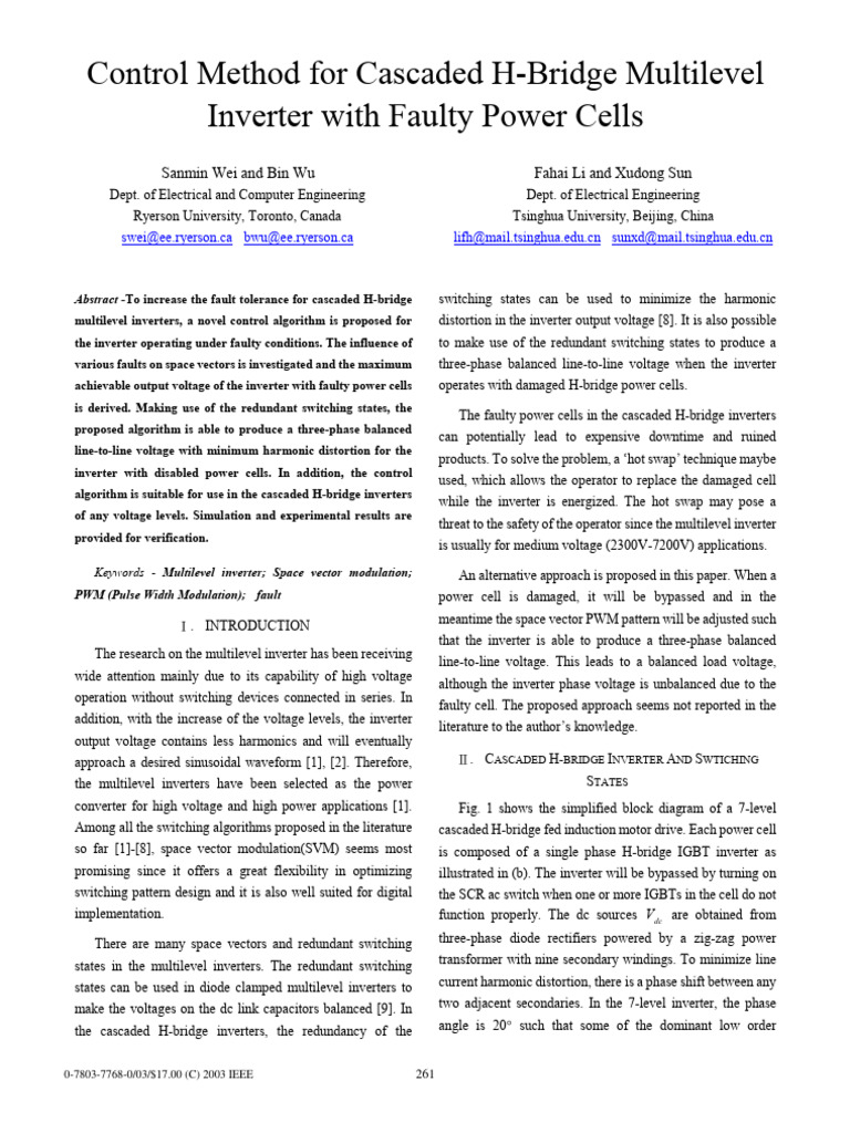 Control Method For Cascaded Hbridge Multilevel Inverter With Fau | PDF ...
