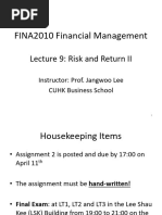 FINA2010 Financial Management: Lecture 9: Risk and Return II