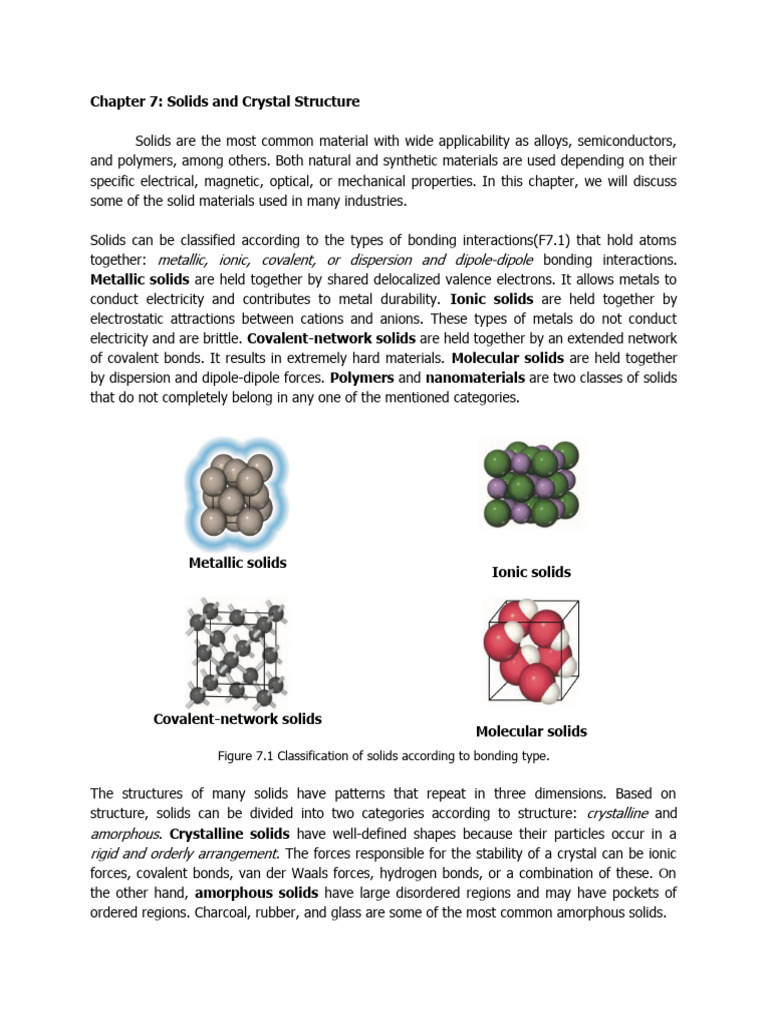 Unit 7 Solids and Crystal Structure 1 | PDF | Solid | Crystal Structure