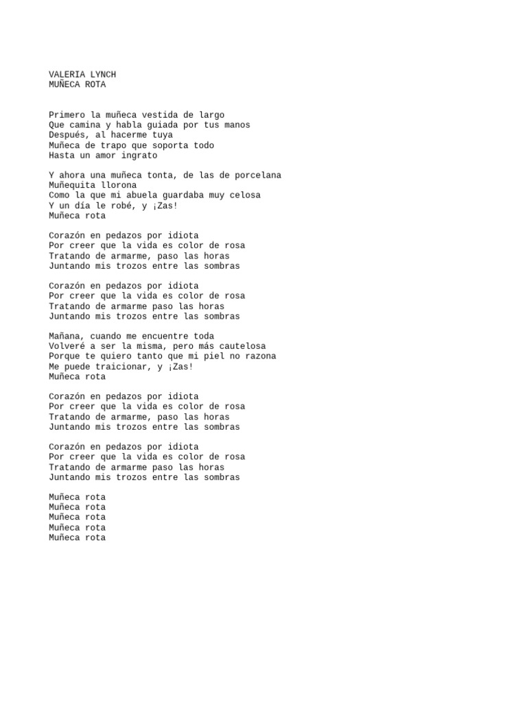 VALERIA LYNCH - MUÑECA ROTA | PDF