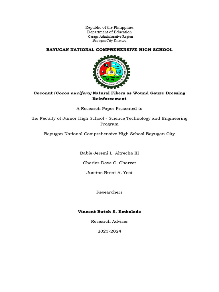 Cocos Nucifera NATURAL FIBERS AS WOUND GAUZE DRESSING REINFORCEMENT 1 3 Download Free PDF