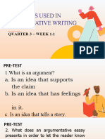 Q3W1.2 Terms Used in Argumentatve Writing