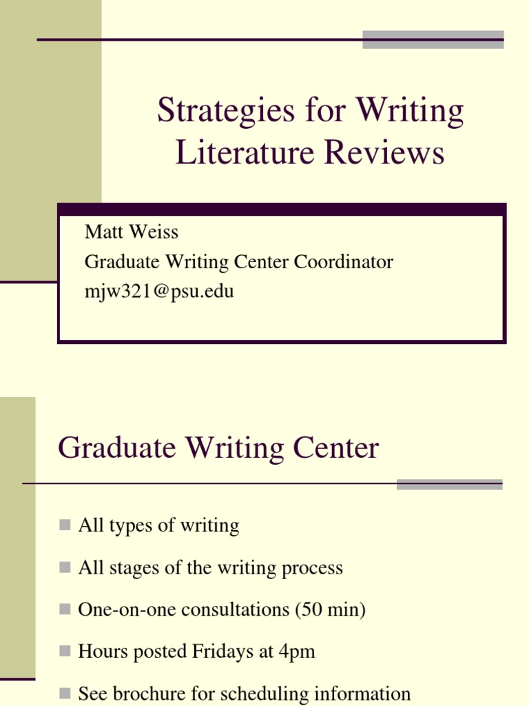 Graduate Literature Review Guide | PDF