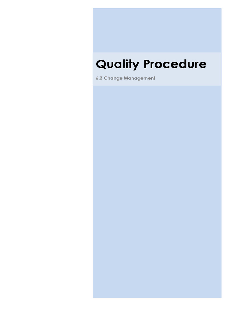 Change Management Quality Procedure | PDF | Quality Management System ...